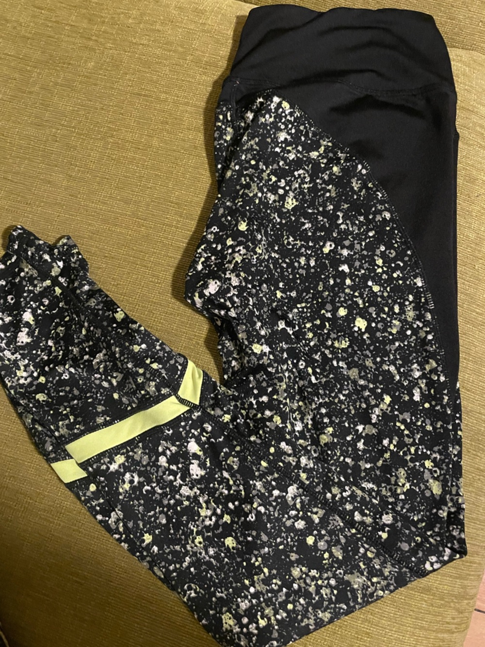 Cotton On Black Speckled Leggings with Yellow Accents